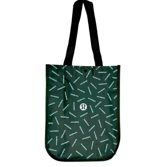 lululemon athletica Handbags - LULULEMON ATHLETICA Reusable Shopping Tote bag Dark Green White Logo Like new